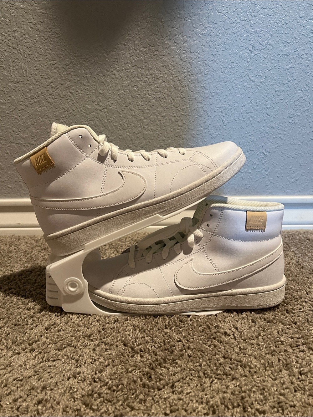Nike Women’s High-Top Sneakers in White with Gold Accent